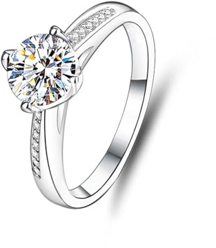 Ayoiow Halo Vorsteckring Weissgold 585 für Damen mit Moissanit, Partnerringe Weißgold 585, Platinum Pt950 Größe 52 (16.6)