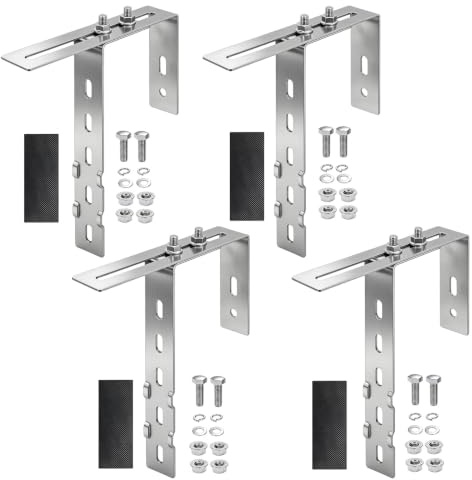 Balkonkraftwerk Halterung Balkon Solarpanel Halterung | Balkonhalterung für Solarmodule 4 Stück Solarmodule Befestigung 304 Edelstahl 65-190mm Verstellbare Eckig Haken Set