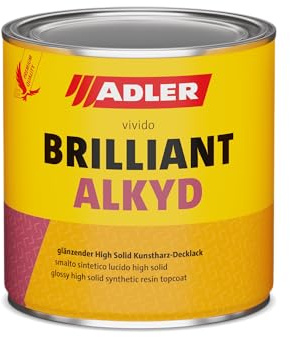 ADLER Brilliantalkyd - Schwarz, RAL9005 Tiefschwarz 750 ml - Kunstharzlack glänzend, Decklack für innen und außen, Wetterbeständigt, Bootslack, Yachtlack | Glänzende Oberfläche mit hoher Glanzerhaltung, sehr gute Deck- und Füllkraft, kratzfest, wetter- und vergilbungsbeständig
