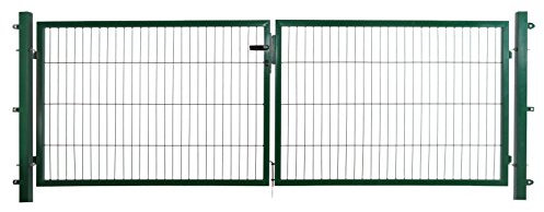 Eider Doppelflügeltor in grün 300 x 100 cm für Stabmattenzaun inkl. Befestigungsmaterial