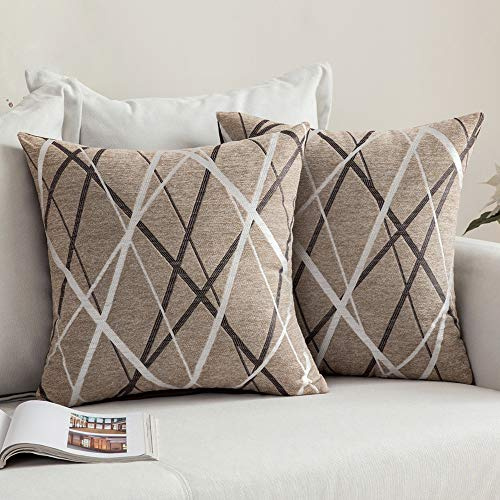 MIULEE Kissenbezug 50x50 cm Weicher Chenille Sofakissen Bezug mit Modernem Design Perfektes Dekokissen für Wohnzimmer