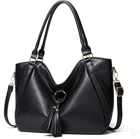 BUKESIYI Damen Tasche Handtasche Umhängetasche Schultertasche Frauen Kulturbeutel Weekender Klein PU Leder DE77142 Schwarz