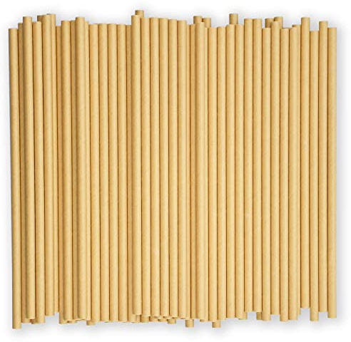 Papierstrohhalme aus Pappe, 19,7 x 0,6 cm, braun, farbstofffrei, umweltfreundlich, Einweg-Trinkhalme, 1000 Stück