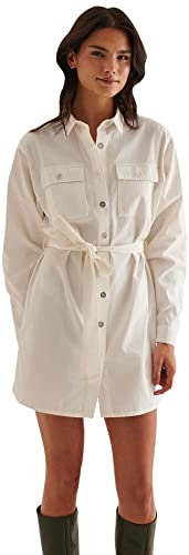 NA-KD Vestido Camisero Casual con cinturón para Mujer, Crudo, 68