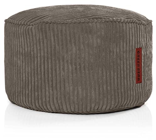 Green Bean Indoor Cord Sitzhocker Pouf Stay 45x25cm mit EPS-Perlen Füllung - kuschelig weich waschbar - die ideale Ergänzung zum Sitzsack für Kinder & Erwachsene - Anthrazit