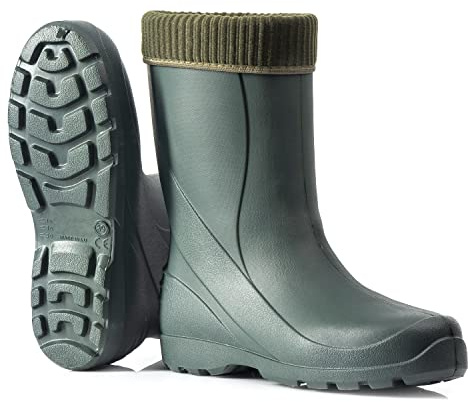 CLIMBR Bottes d'hiver légères et doublées en caoutchouc pour femme - Bottes d'hiver chaudes en EVA - Taille 36-42 - Avec doublure, vert, 38 EU