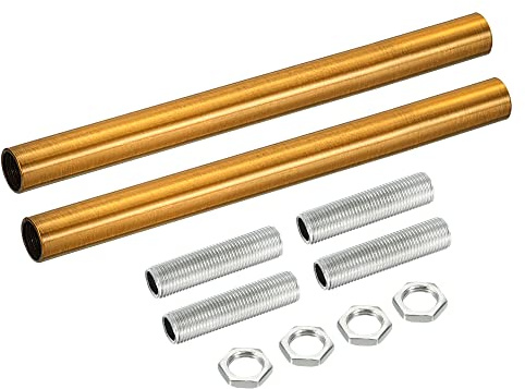 sourcing map 2 Set Verlängerungsstangensatz M10 5,91 Überwurfmutter Goldene Bronze