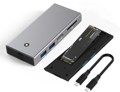ZoraVson Hub USB C con SSD M.2 NVMe E SATA, Hub USB C Alloggiamento SSD in alluminio 6 in 1 Type-C, 5 Gpbs USB 2.0, SD, Micro SD