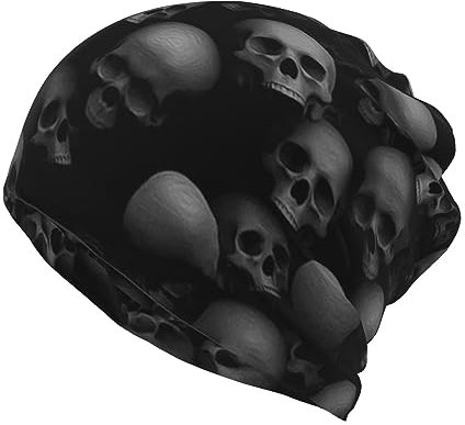 Unisex-Mütze, doppellagig, lässig, multifunktional, Bubbles Grey Skull Beanie für den Alltag, Sport, Outdoor oder Reisen, siehe abbildung