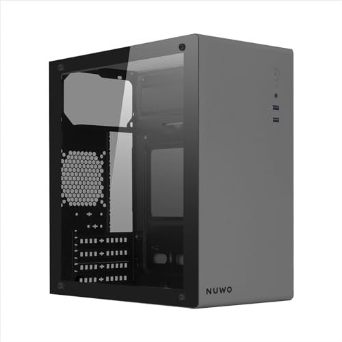 Nuwo Eguera A112 Case Compatto MicroATX per PC Desktop Office Mini Tower 0.6MM SPCC, USB 3.0, Pannello Laterale in Vetro Temperato, Grigio