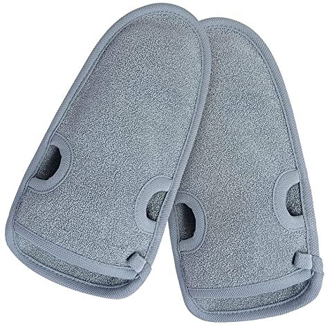 TICKLELY 2 Pares Guante exfoliante, Guantes Exfoliantes para Ducha de Baño, Limpia los poros en profundidad para cuerpo y cara, para Ducha Spa Masaje Pieles Muertas Exfoliantes Accesorios(2 Estilos)