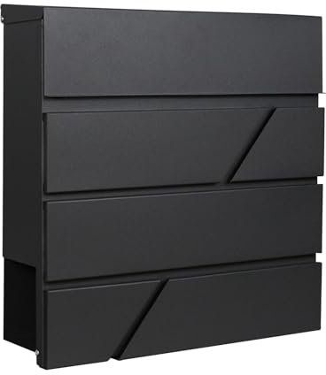 YCWJPPL Moderne Briefkästen für Den Außenbereich, Rostfreier Postkasten aus Metall, Abschließbarer Briefkasten zur Wandmontage mit Großem 37 x 11 x 37 cm