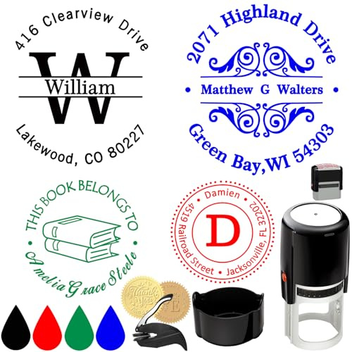 Personalisierter, selbstfärbender Stempel, individueller Stempel, individueller Name, Logo, Unterschrift, Tintenstempel für Geschäft, Büro, Datum, Rücksendung, Adress-Etikett, Gummistempel, persönlich