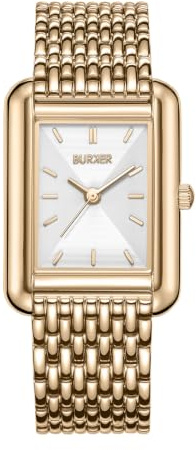 BURKER Damenuhr Olivia | Quadratische Damen Armbanduhr Gliederarmband Edelstahl Analog Quarz 3-ATM Wasserdicht