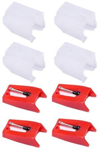 EIHI Aiguille Universelle de Remplacement en Saphir Diamant pour Tourne Disque Vinyle, 4 Pièces (Rouge)