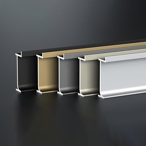 Raouoae Durable Aluminum Skirting Board Flooring Trim 125 Cm * 2 Pieces Laminate Beading & Skirting Over Skirting For Elegant Finish In Living Rooms, Hallways & Kitchens(Gold,Height:2cm)