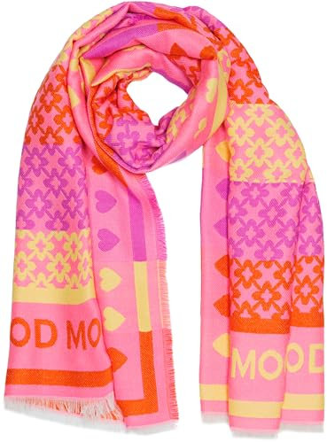Caspar SC541 weicher Damen Schal mit buntem Muster, Farbe:fuchsia orange