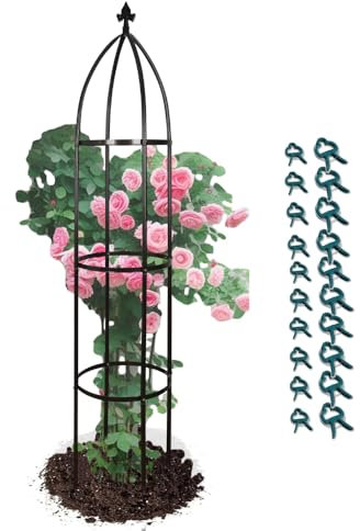 Garden Obelisk Trellis for Climbing Plants Outdoor 6.3 Feet Tall Rose Heavy Duty Metal Trellis Plant Support for Vines Clematis Flowers, Bronze