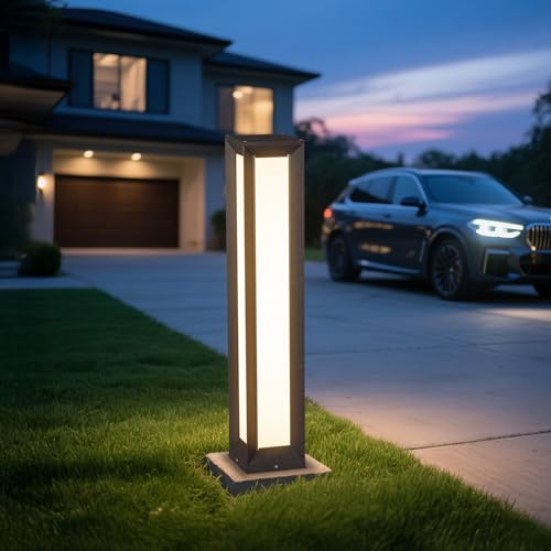MVBT Outdoor Pathway Lights, 31.5 Wired Bollard Lights, IP65 Waterproof Landscape Path Lighting, 3000K Mordern LED Bollard Light, Curb Appeal Light for Driveway Courtyard Garden Walkway Sidewalk Lawn