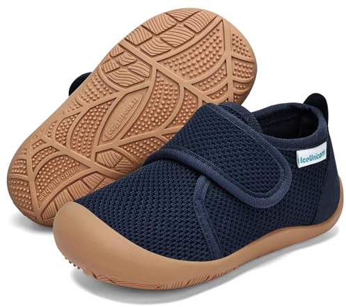 IceUnicorn Hausschuhe Kinder Barfussschuhe Jungen Mädchen Barfußschuhe Lauflernschuhe Hohe Kindergarten Atmungsaktiv(Blau, 26EU)