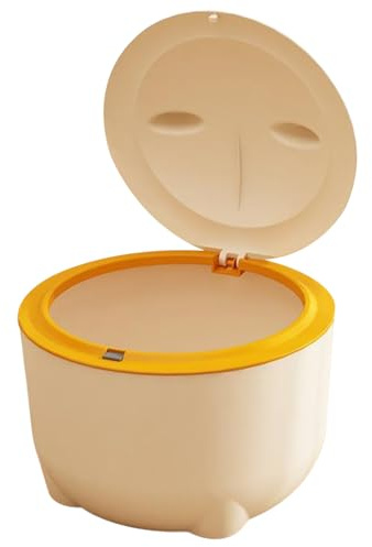 Cat Litter Trash Can, Smell Proof Cat Poop Trash Can with Press Type Lid, Detachable Plastic Litter Box, Reusable Portable Disposal Bin, Yellow Storage Container