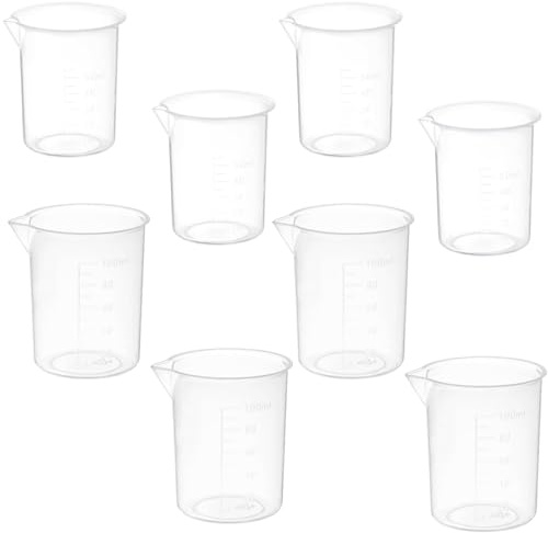 8 Pcs Small Measuring Jug, 100ml and 50ml Measuring Cups, Cup with Scale Lines, Transparent Liquid Measuring Jugs for Baking, Cooking, and Lab Experiments