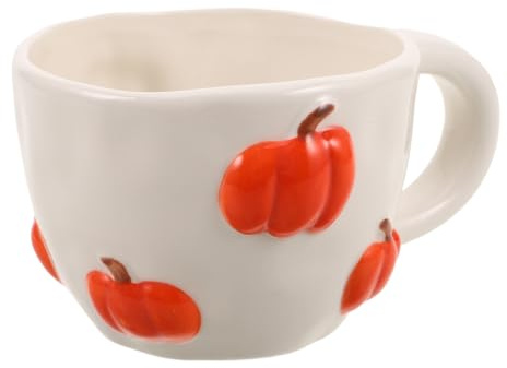 PRETYZOOM Mug Citrouille Céramique 350 ml – Poignée Ergonomique Anti-Brûlure, Surface Lisse Facile à Nettoyer – Tasse Café, Thé ou Lait Chaud pour Bureau, Maison, Halloween et Automne