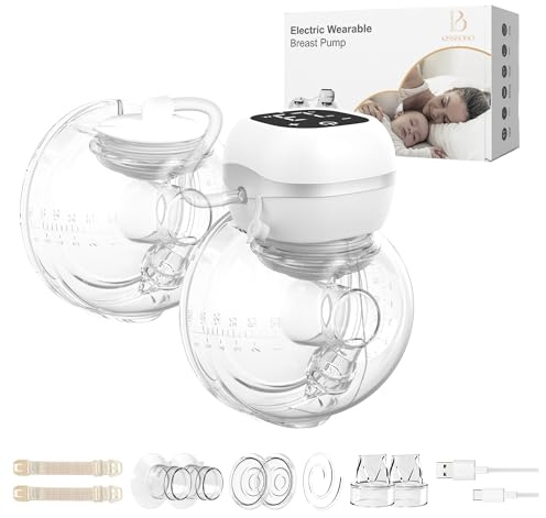 KISSBOBO Elektrische Milchpumpe: FreiHÄNDIG & Ultra-Leise – Entspanntes Abpumpen Unterwegs, 3 Modi/12 Stufen, Einzel/Doppelt, LED-Anzeige