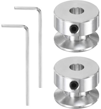 PATIKIL 6mm Alésage Fixe 20mm OD Pulegge med Enkelt Spår, 2ST Pulegge Mekanisk med Kilrem i Aluminiumlegering med Sexkantnyckel För 5-6mm Rund PU-rem, Silver