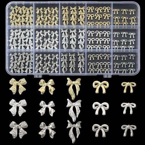 Zosutetoxo 1 Piece 15 Bow Nail Charms, Durable and Simple Nail Design Set for Celebrations, Decoration and More