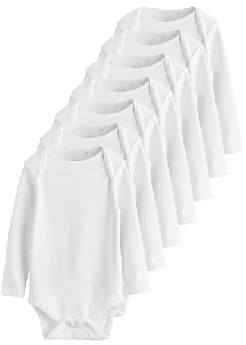 NEXT Nyfödda unisex 7-pack långärmade babybodys i basmodell Vit 44