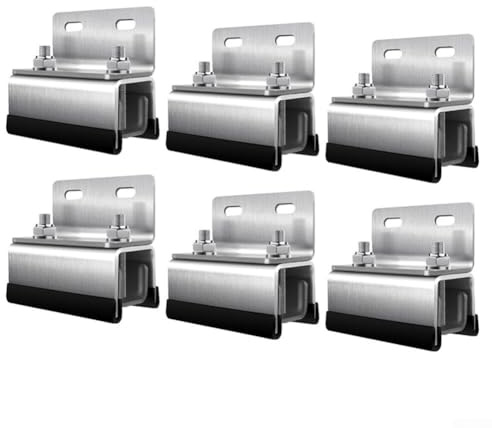 Staffa di montaggio per pannello solare in acciaio inox, per box da tetto di camper, yacht, binari fotovoltaici, accessori di fissaggio, 7 pezzi x 285 x 65 cm, argento (Pac (6 pezzi)
