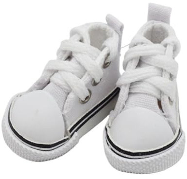 Uteruik Chaussures en Toile à Lacets pour poupée BJD 1/6, Accessoire de Costume, 5 cm, 1 Paire (Blanches)