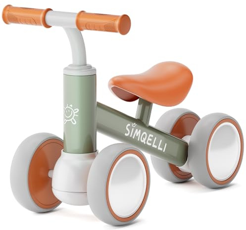 SIMQELLI Bicicleta sin Pedales para Niños de 1 Año, Bici Bebe con 4 Ruedas | Bicicleta de Equilibrio, Correpasillos Bebé, Juguetes Niños de 10-24 Meses, Bici Bebe Pimera Bicicleta como Regalo Cumpleaños