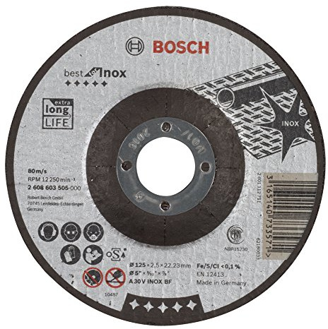 Bosch Professional 1x Trennscheibe Gekröpft Best for Inox (Rostfreier Stahl, A 30 V INOX BF, Ø 125 mm, 2.5 mm, Zubehör Winkelschleifer)