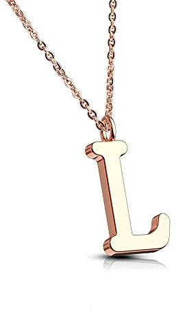 Bungsa® Buchstabe L Kette Rosegold - Buchstaben-ANHÄNGER L Halskette in Rosegold - Alphabet Kette rosé - aus Edelstahl - Schmuck für Damen, Kinder & Herren