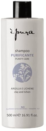 È Pura - Shampoo Purify Care - Trattamento per Capelli Grassi e con Eccesso di Sebo - Con Argilla e Lichene - 400 ml