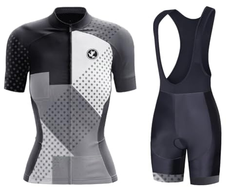 UGLY FROG Damen Radtrikot Set Fahrrad Kurzarm Set Schnelltrocknend Atmungsaktives Shirt + 20D Cushion Bib Shorts Gepolsterte Hose