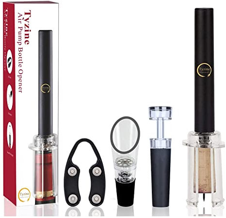 Air Pressure Pump Bottle Opener with Foil Cutter,Aerator Pourer,Vacuum Stopper(4PCS),Simple Cork Remover,Efficient Corkscrew Bottle Opener,Great for Wine Lovers,Perfect Wine Gift.