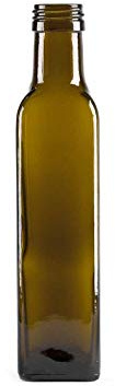 Albert´s 6 x Glasflasche, antikgrün, inkl. Schraubverschluss, Leere Flaschen zum Befüllen als Ölflasche, Schnapsflasche, Einmachflasche etc. verwendbar (100 ml, Gold)