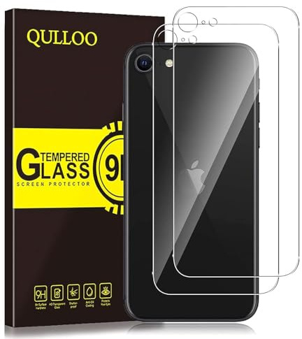 QULLOO Rückseite Schutzfolie für iPhone SE 2020, Hinten Displayschutzfolie 9H Vollabdeckung Zurück Film Anti-Kratzen Displayschutzfolie Klar Rückseite Folie für iPhone SE 2020