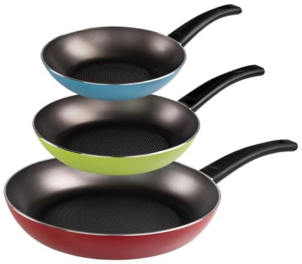 STONELINE VERY TITAN Pfannenset 3 teilig, 20/24/28 cm, Pfanne Induktion geeignet, Antihaft beschichtete Pfanne, für öl- und fettarmes Braten, wärmeleitfähiges Aluminium, Made in Italy