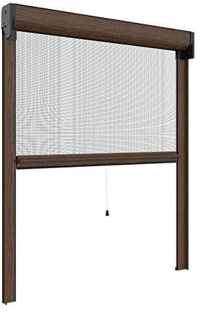 Zanzanet Zanzariera verticale 50 mm per finestre su misura personalizzabile a molla antivento telaio con profilo robusto e resistente in alluminio Made in Italy Renolit Scuro
