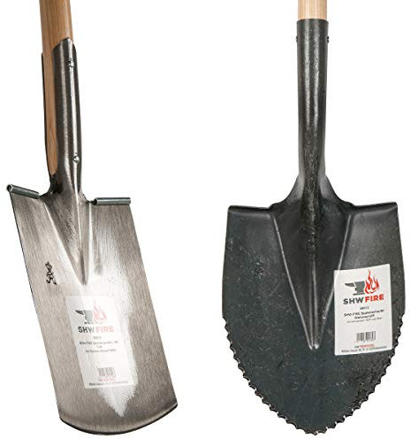 SHW-FIRE Gartenwerkzeug-Set: Spatenschaufel und Gärtnerspaten, Wellenschliff bei der Spatenschaufel, Knopfgriff, hochwertig verarbeitet