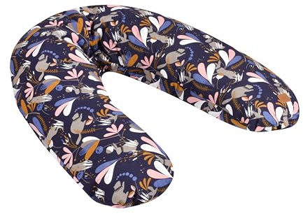 BEABA, Big Flopsy, Coussin d'allaitement/Grossesse, Oreiller de Grossesse/Maternité, Convient pour Dormir/Allaiter, Soutien, Détente et Confort Optimal, Fleur de Coton, Bleu