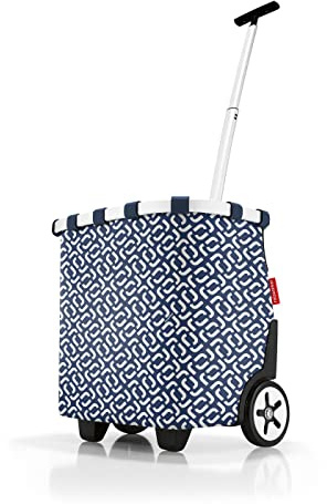 reisenthel carrycruiser in Signature Navy – Tragbarer Einkaufstrolley mit stabilem Aluminiumrahmen, Schultergurt und herausnehmbarer Netz-Innentasche – Aus wasserabweisendem Material