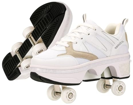 Schuhe mit Rollen für Mädchen und Jungen - Rollschuhe Schuhe für Kinder - Roller Skate Shoes - Atmungsaktives Mesh-Material - Geburtstagsgeschenk, Grau-40