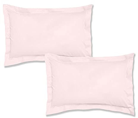 Bianca 200 Thread Count Cotton Percale Oxford Pillowcase Pair Blush