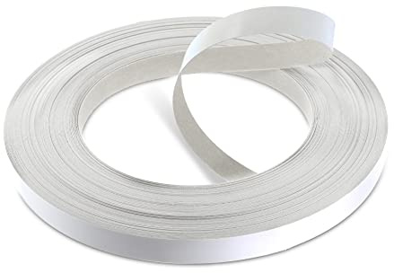 WoodPress® Canto de melamina Blanco Mate 19mm preencolado, 50 m | Rollo profesional de canto flexible con cola termofusible para fabricar y rematar muebles, armarios y estantes; para planchar