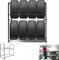 YRHome 8 scaffalature per pneumatici, per officina, 107 × 46 × 117 cm, due strati, per garage, per cerchioni e carichi pesanti, portata 180 kg